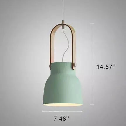Modern Nordic 1-light Dome Wood Carrying Handle Pendant Light Lumendat