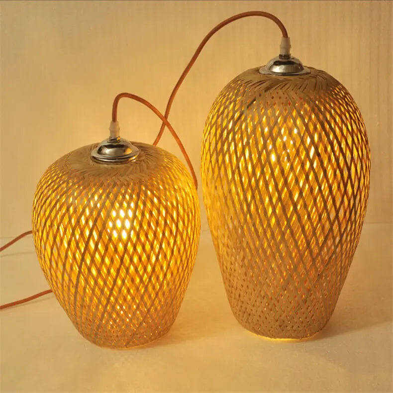 Rustic Style Bamboo Weaving 1-light Pendant Light Lumendat