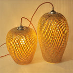 Traditional Vintage Bamboo Metal Weaving Round 1-Light Pendant Light for Living Room Lumendat