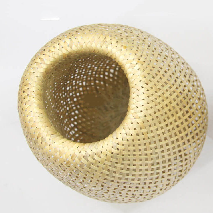 Traditional Vintage Bamboo Metal Weaving Round 1-Light Pendant Light for Living Room Lumendat