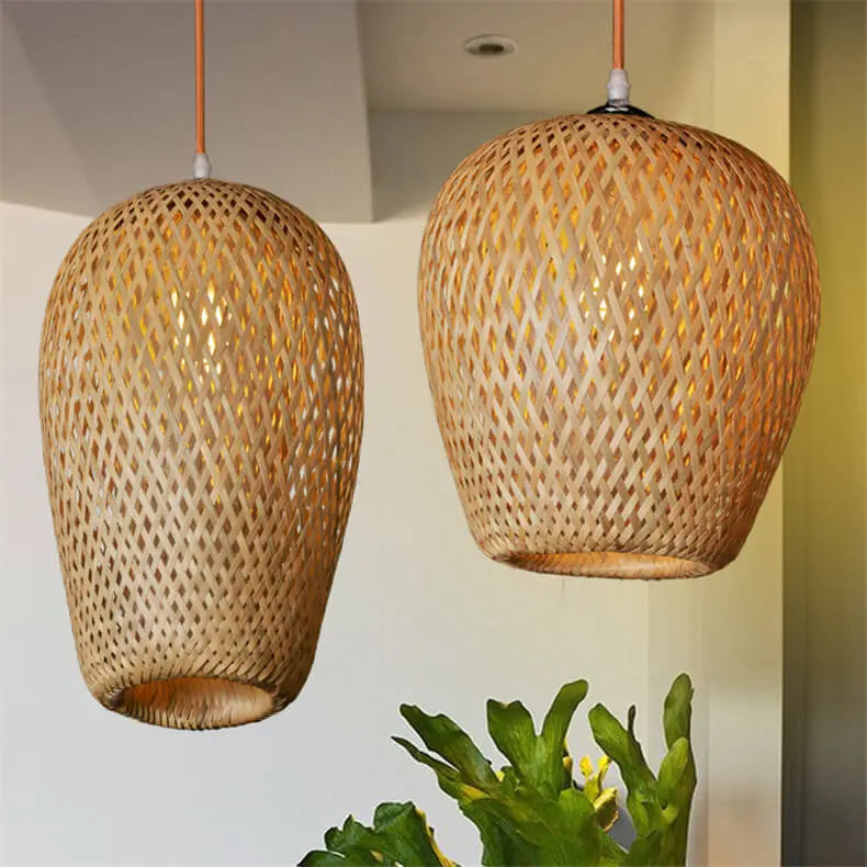 Rustic Style Bamboo Weaving 1-light Pendant Light Lumendat