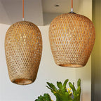 Traditional Vintage Bamboo Metal Weaving Round 1-Light Pendant Light for Living Room Lumendat