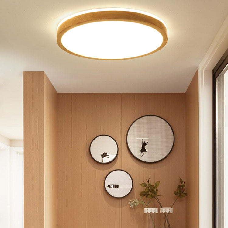 Japanese Minimalist Solid Wood LED Flush Mount Lighting Lumendat