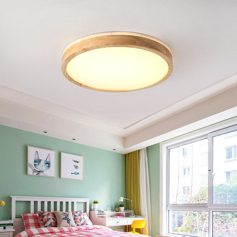 Japanese Minimalist Solid Wood LED Flush Mount Lighting Lumendat