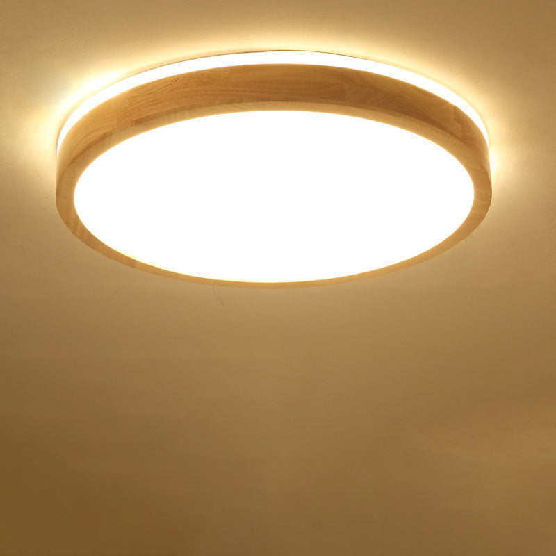 Japanese Minimalist Solid Wood LED Flush Mount Lighting Lumendat
