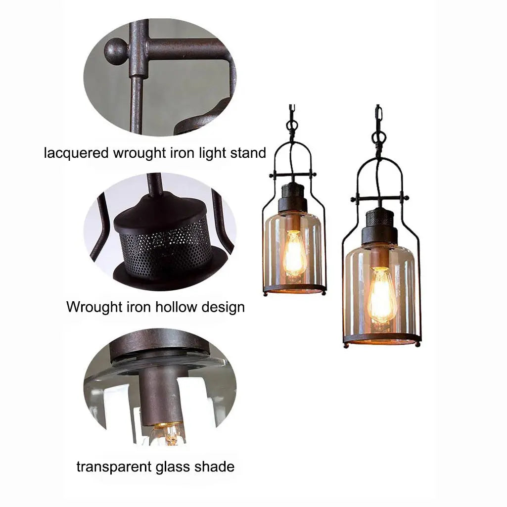 Industrial Vintage Iron Glass Jar 1-light Pendant Light Lumendat