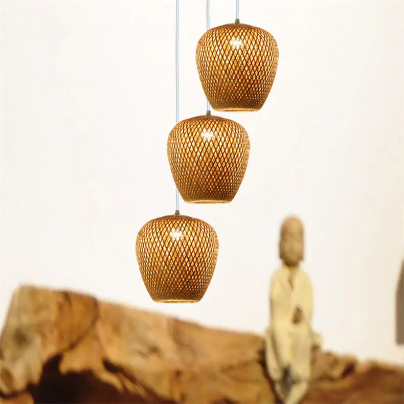 Rustic Style Bamboo Weaving 1-light Pendant Light Lumendat
