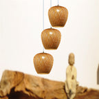 Traditional Vintage Bamboo Metal Weaving Round 1-Light Pendant Light for Living Room Lumendat