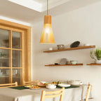 Modern Wooden 1-light Japanese Pendant Light BulbSquare