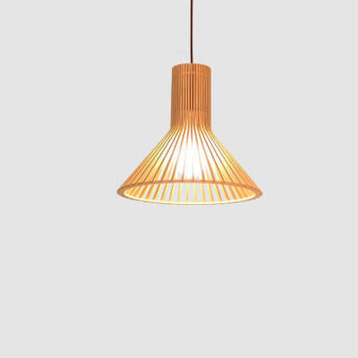 Modern Wooden 1-light Japanese Pendant Light BulbSquare
