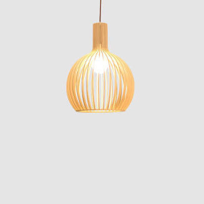 Modern Wooden 1-light Japanese Pendant Light BulbSquare