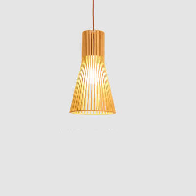 Modern Wooden 1-light Japanese Pendant Light BulbSquare