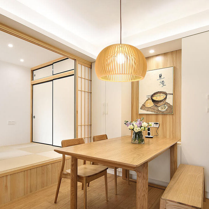 Modern Wooden 1-light Japanese Pendant Light BulbSquare