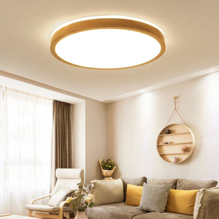 Japanese Minimalist Solid Wood LED Flush Mount Lighting Lumendat