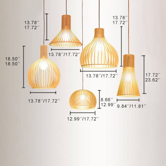 Modern Wooden 1-light Japanese Pendant Light BulbSquare