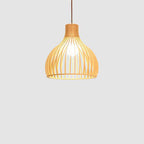 Modern Wooden 1-light Japanese Pendant Light BulbSquare
