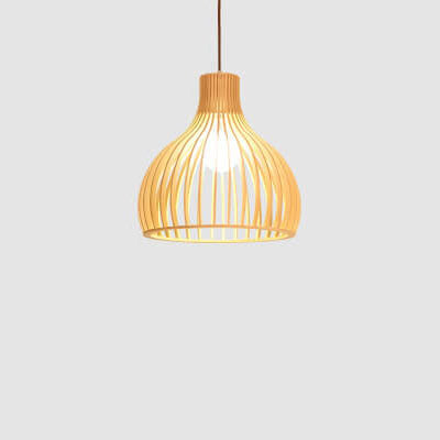 Modern Wooden 1-light Japanese Pendant Light BulbSquare