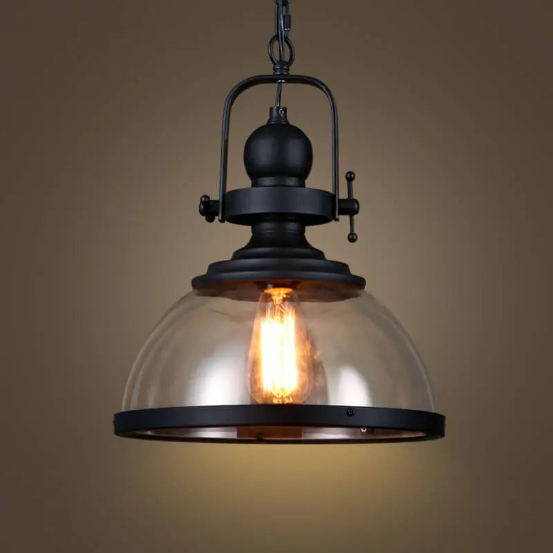 Retro Glass Shade 1-light Single Dome Pendant Light Lumendat