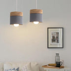 Modern Macarons Cylinder 1-light Wooden Top Pendant Light BulbSquare