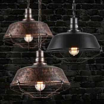 Industrial Wide Cage 1-light Pendant Light BulbSquare