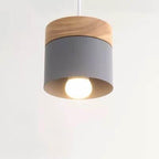Modern Macarons Cylinder 1-light Wooden Top Pendant Light BulbSquare
