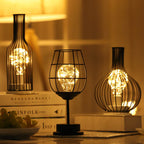 Retro Wrought Iron Wine Bottle Night Light Table Lamp Lumendat
