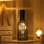 Retro Wrought Iron Wine Bottle Night Light Table Lamp Lumendat