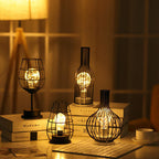 Retro Wrought Iron Wine Bottle Night Light Table Lamp Lumendat