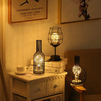 Retro Wrought Iron Wine Bottle Night Light Table Lamp Lumendat