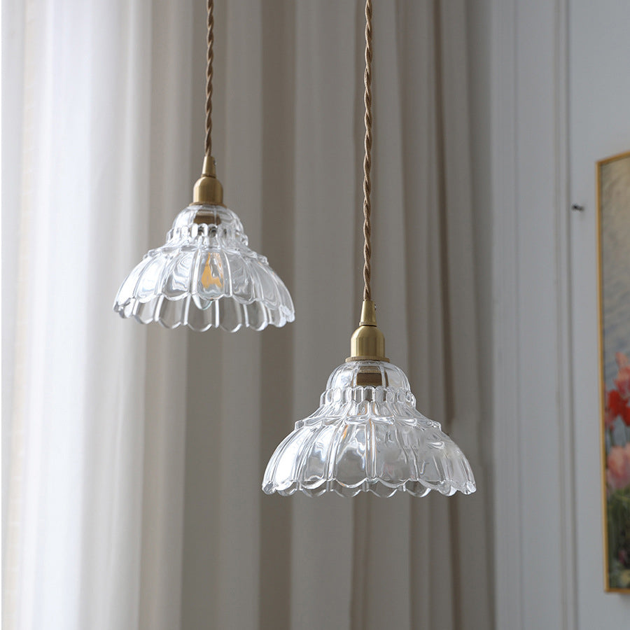 Modern Minimalist Bellflower Brass Glass 1-light Pendant Light for Living Room
