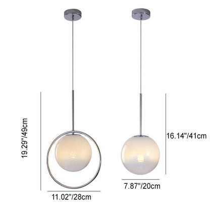 Nordic Vintage Gradient Glass Orb Chrome Ring 1-Light Pendant Light