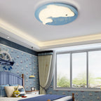 Lumendat Cartoon Cute Dolphin Blue Disc LED Flush Mount Ceiling Light Lumendat