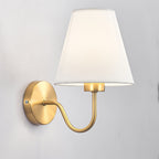 European Minimalist Cone Fabric Curved Arm 1-Light Wall Sconce Lamp