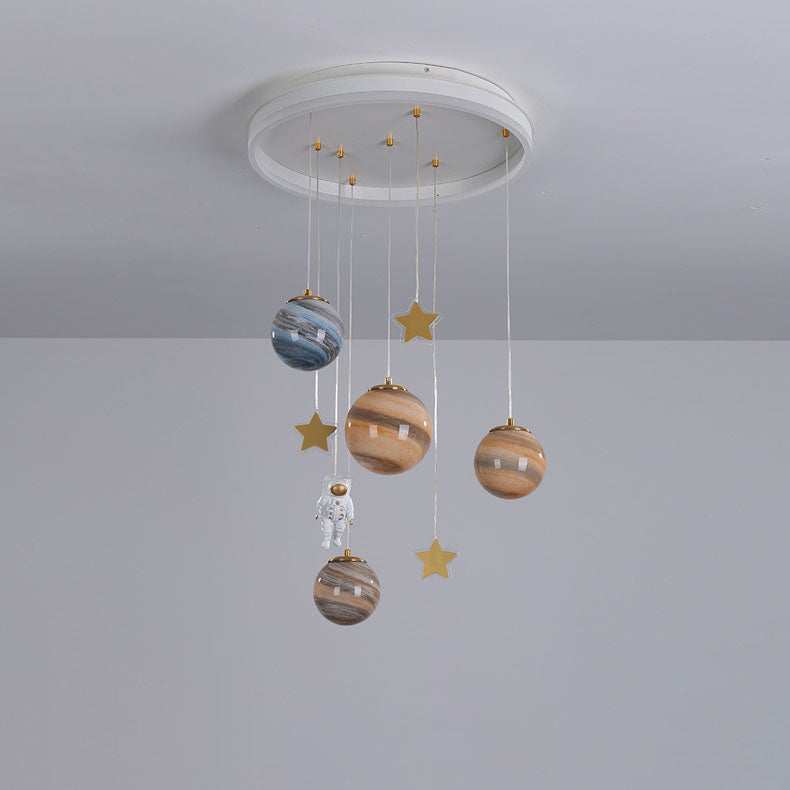 Lumendat Contemporary Creative Aluminum Round Shade Acrylic Glass Ball LED Kid's Flush Mount Ceiling Light For Bedroom Lumendat