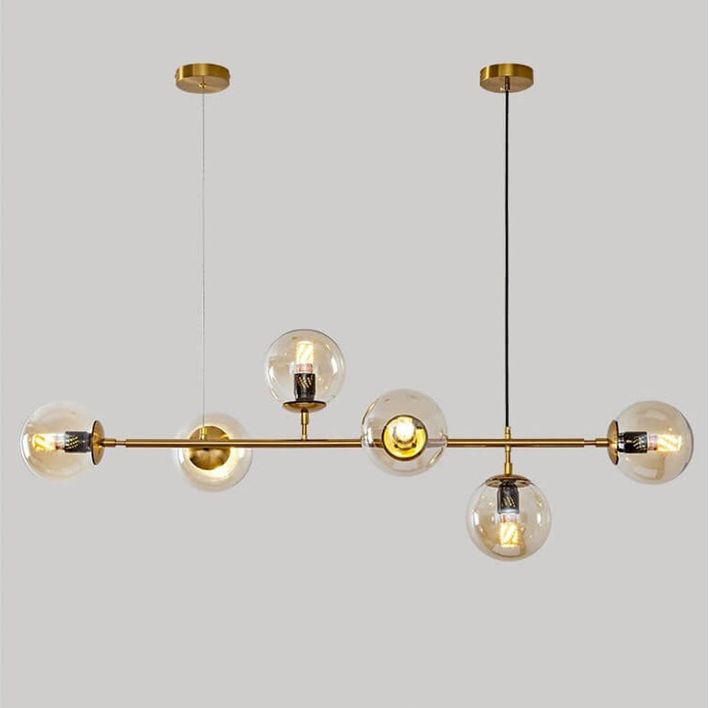 Modern Minimalist Long Glass Round Globe Island Light 6-light Chandelier BulbSquare