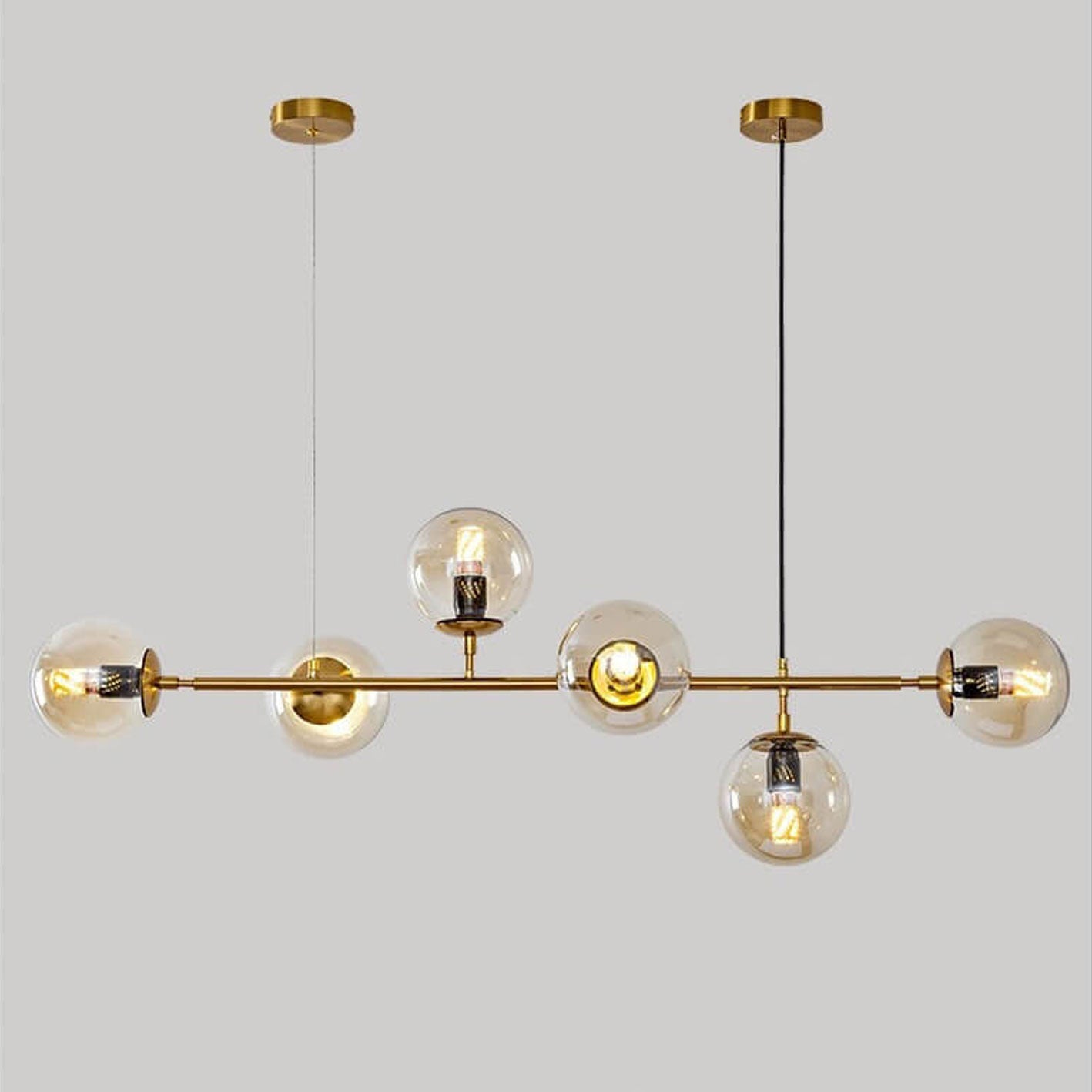 Modern Minimalist Long Glass Round Globe Island Light 6-light Chandelier BulbSquare