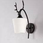 Nordic Creative Antler Glass Cone Shade 1-Light Wall Sconce Lamp for Living Room