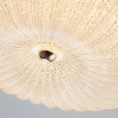 Modern Luxury Stainless Steel Glass Copper Round LED Semi-flush Mount Ceiling Light