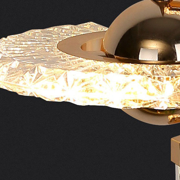 Contemporary Luxury Gold Finish Frame Round Shade LED Pendant Light for Bedroom