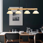 Nordic Solid Wood Cone Glass Shade 3/4 Light Island Light Chandelier BulbSquare