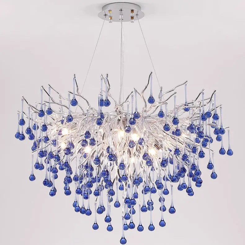 Modern Luxury Crystal Glass Aluminum Branch Water Drop 6/8/10/14 Chandeliers for Dining Room Lumendat