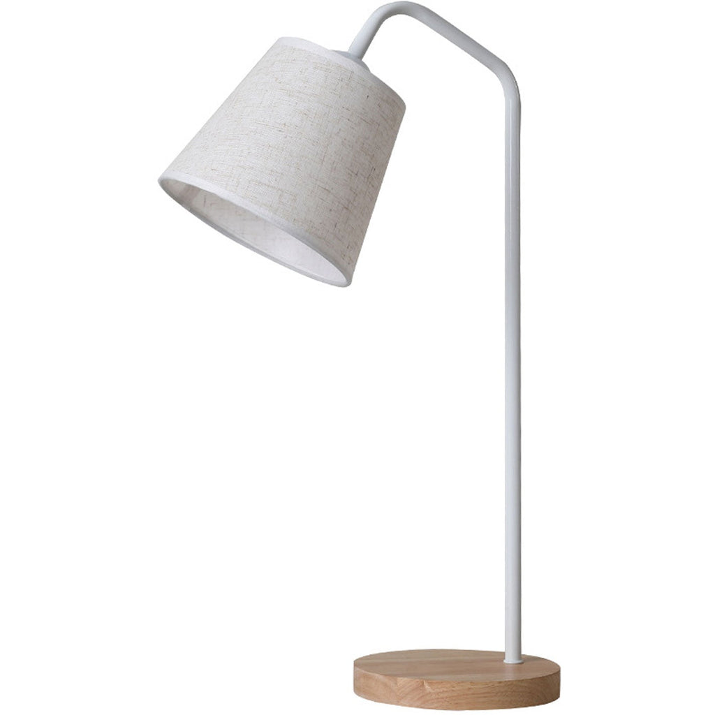 Nordic Minimalist Cone Linen Shade Wood Base 1-Light Table Lamp Lumendat