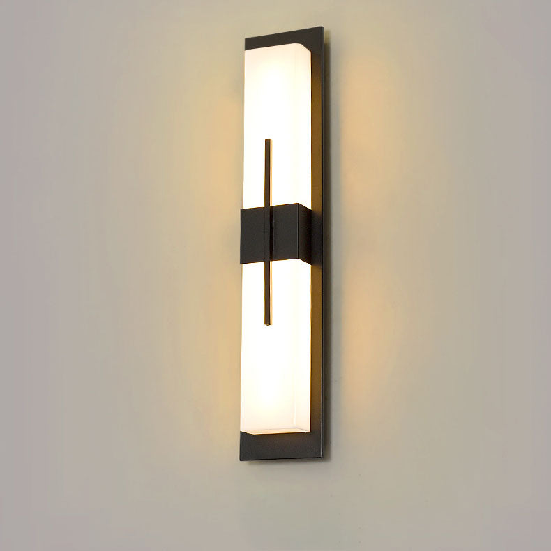 Outdoor Minimalist Rectangular Stainless Steel Acrylic LED Waterproof Wall Sconce Lamp Lumendat