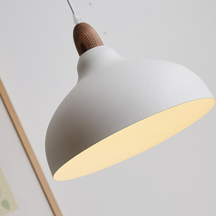Traditional Japanese Solid Wood Dome Round Hardware 1-Light Pendant Light For Living Room Lumendat