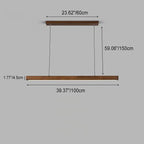 Contemporary Nordic Rubber Wood Acrylic Strip LED Island Light Chandelier for Dining Room BulbSquare