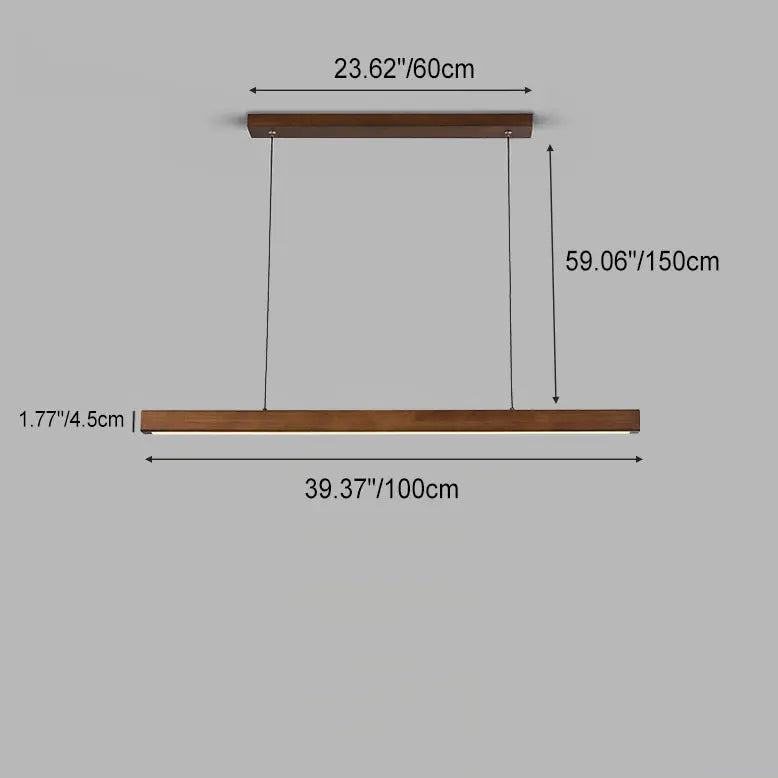 Contemporary Nordic Rubber Wood Acrylic Strip LED Island Light Chandelier for Dining Room BulbSquare