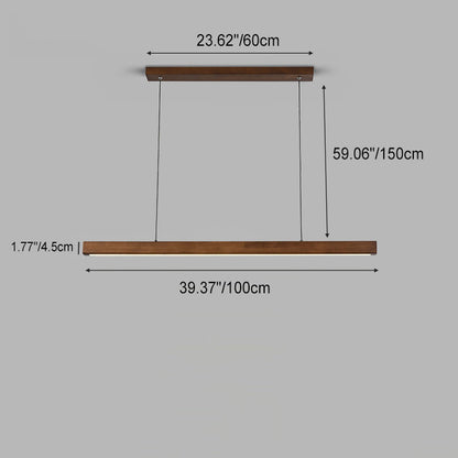 Contemporary Nordic Rubber Wood Acrylic Strip LED Island Light Chandelier for Dining Room