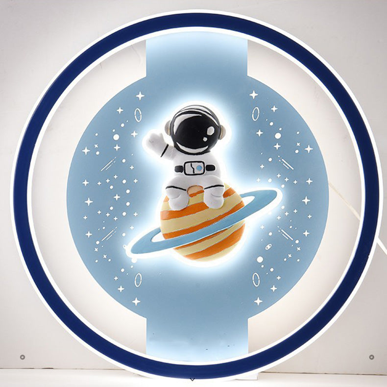 Lumendat Contemporary Creative Childlike Spaceman Rabbit Design LED Kids Flush Mount Ceiling Light For Bedroom Lumendat