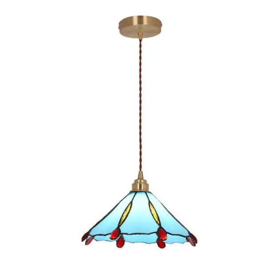 Vintage Tiffany Stained Glass Umbrella Shape 1-light Pendant Light BulbSquare