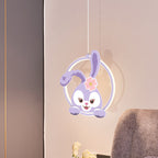 Lumendat Contemporary Creative Kids Iron Aluminum Acrylic Circle StellaLou Rabbit LED Pendant Light For Bedroom Lumendat